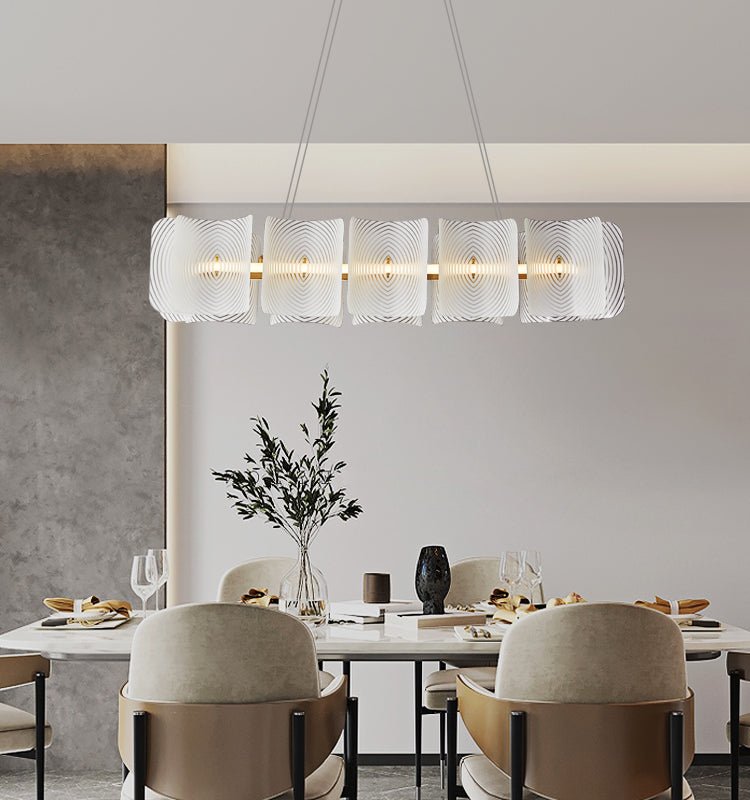 Virinia Postmoderne Luxe Rectangle Laiton Verre Suspension - Neutralighting