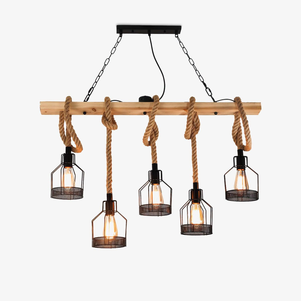 Quoro Lustre Industriel en Corde de Chanvre Style Grenade - Neutralighting