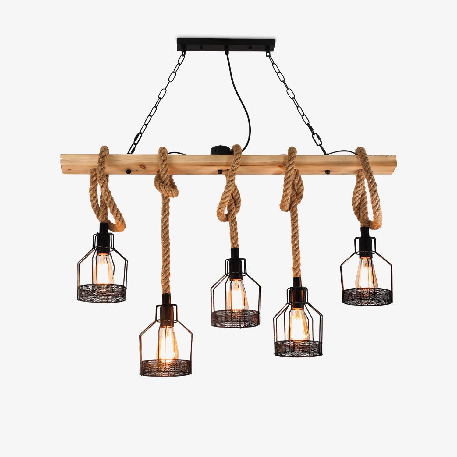 Quoro Lustre Industriel en Corde de Chanvre Style Grenade - Neutralighting