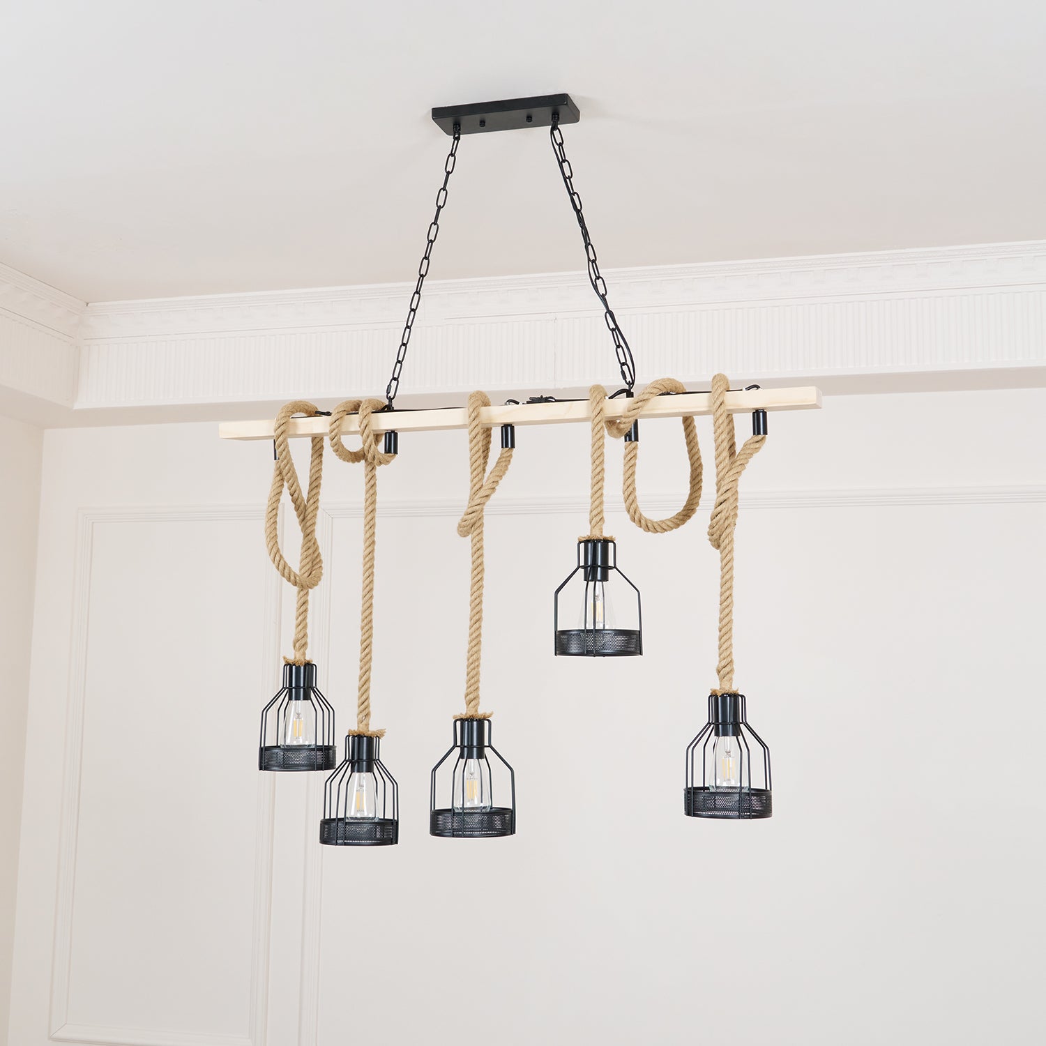 Quoro Lustre Industriel en Corde de Chanvre Style Grenade - Neutralighting