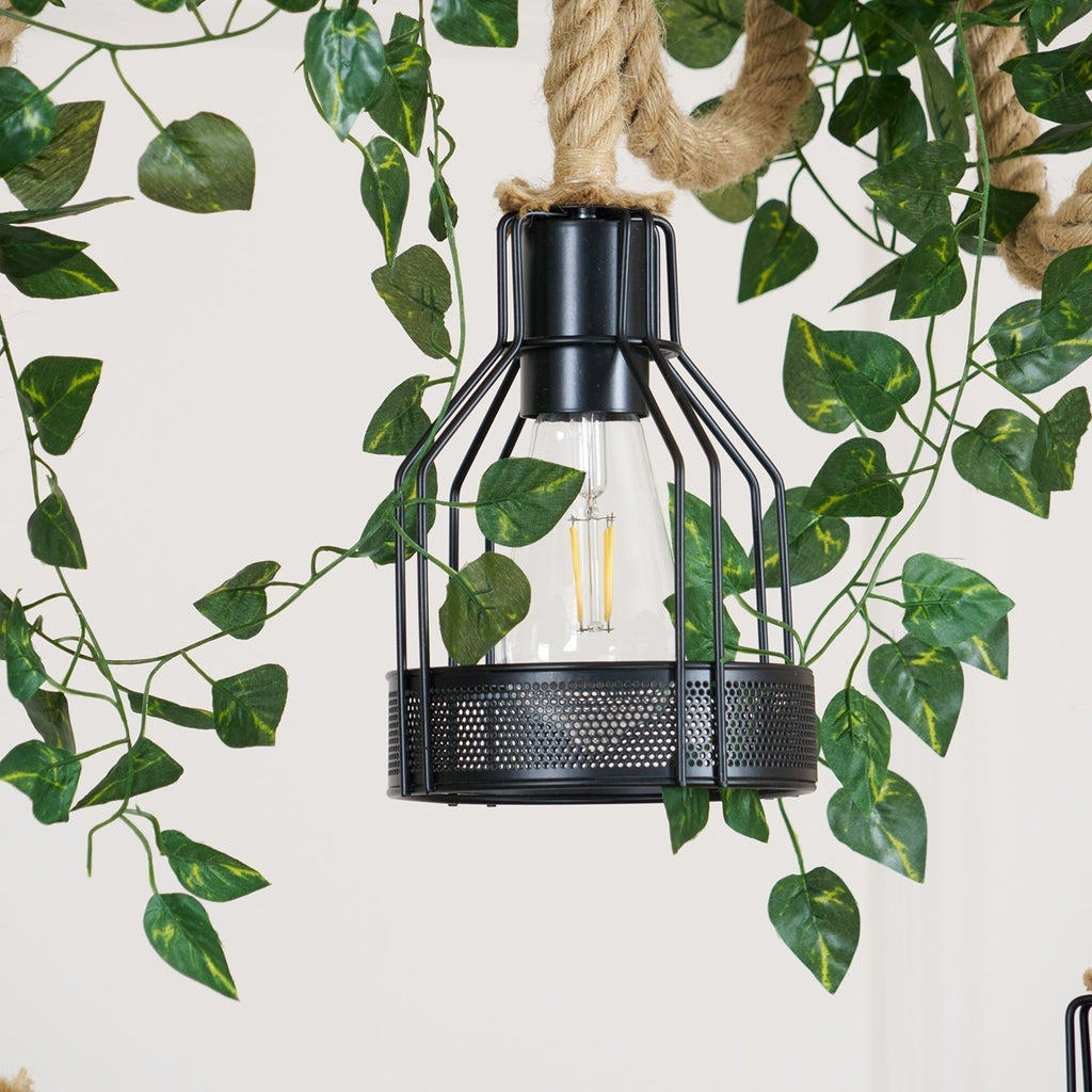 Quoro Lustre Industriel en Corde de Chanvre Style Grenade - Neutralighting