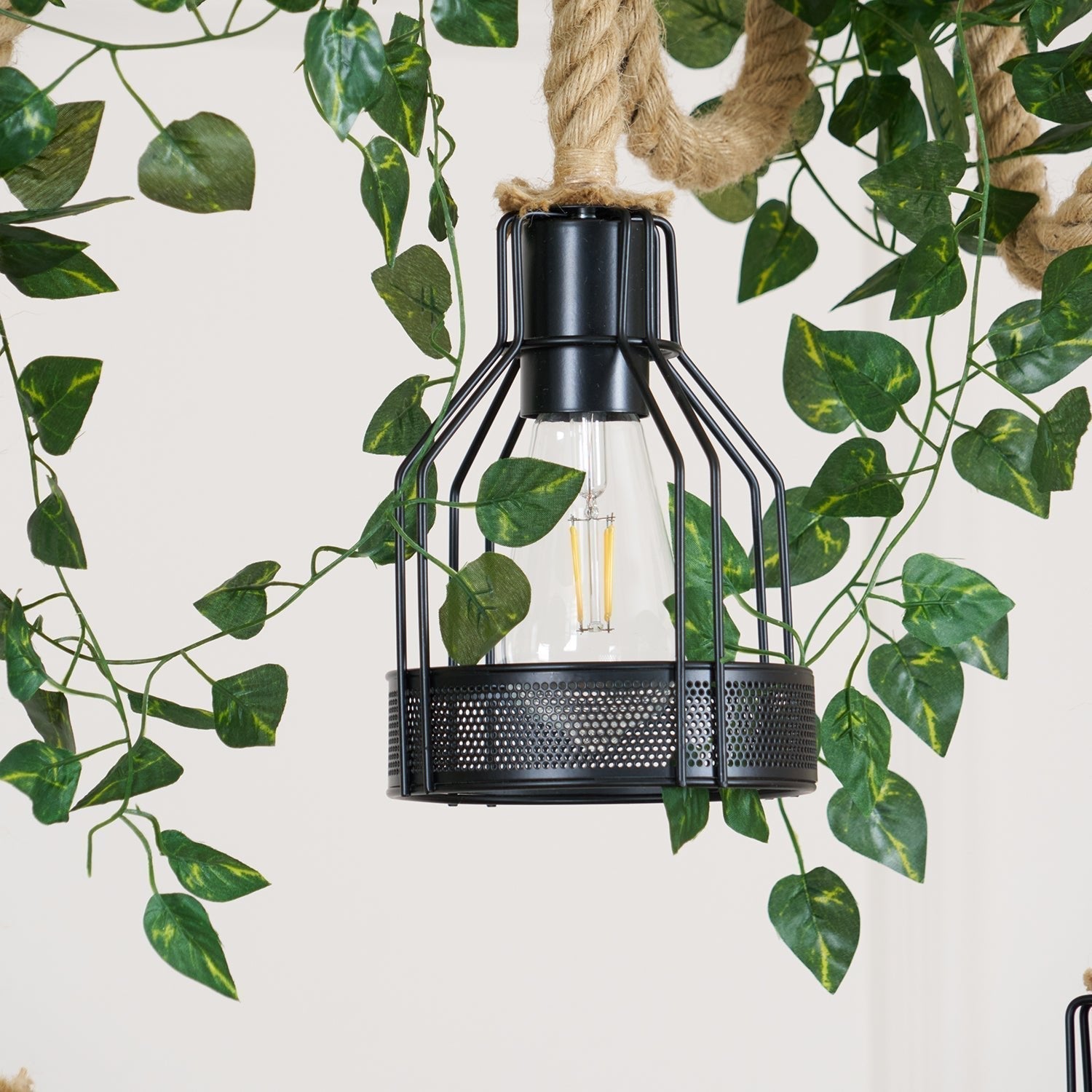 Quoro Lustre Industriel en Corde de Chanvre Style Grenade - Neutralighting