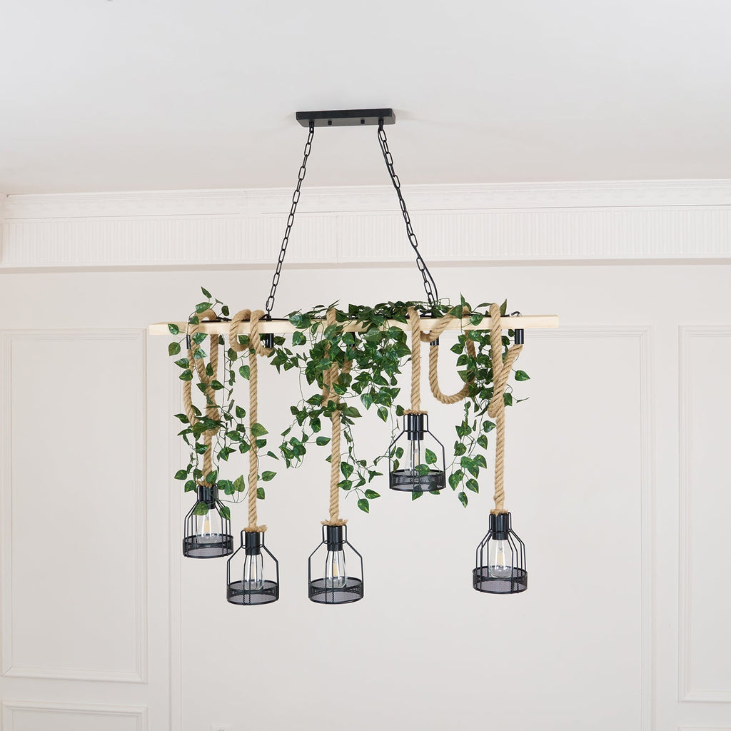 Quoro Lustre Industriel en Corde de Chanvre Style Grenade - Neutralighting