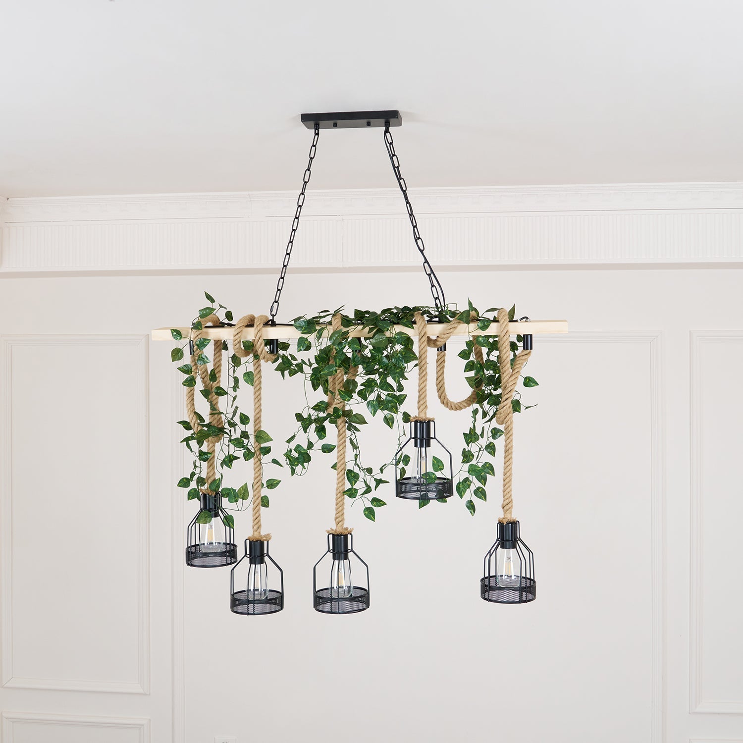Quoro Lustre Industriel en Corde de Chanvre Style Grenade - Neutralighting