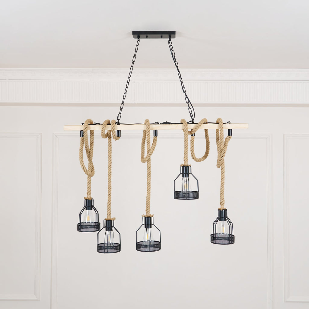 Quoro Lustre Industriel en Corde de Chanvre Style Grenade - Neutralighting