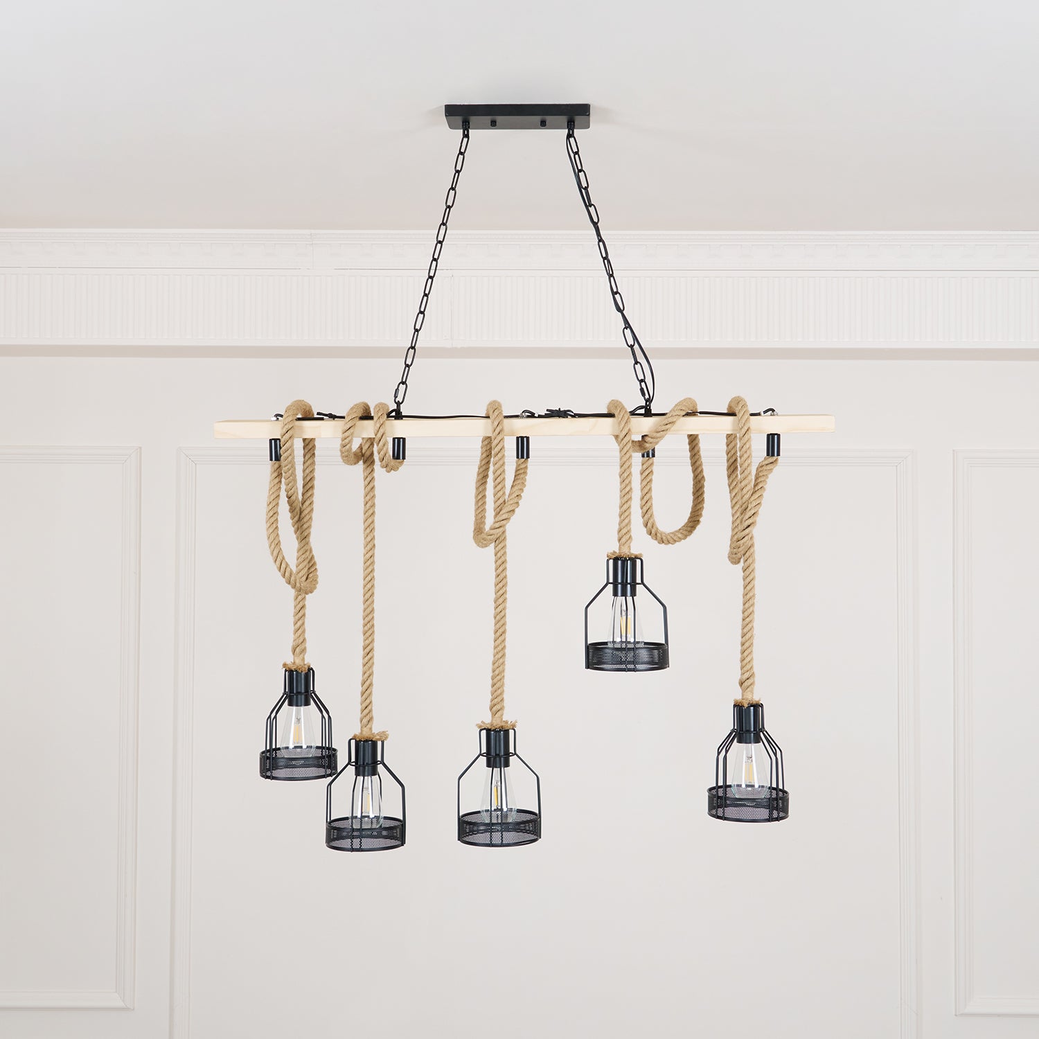 Quoro Lustre Industriel en Corde de Chanvre Style Grenade - Neutralighting
