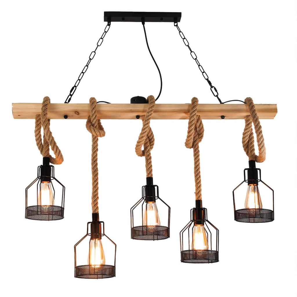 Quoro Lustre Industriel en Corde de Chanvre Style Grenade - Neutralighting