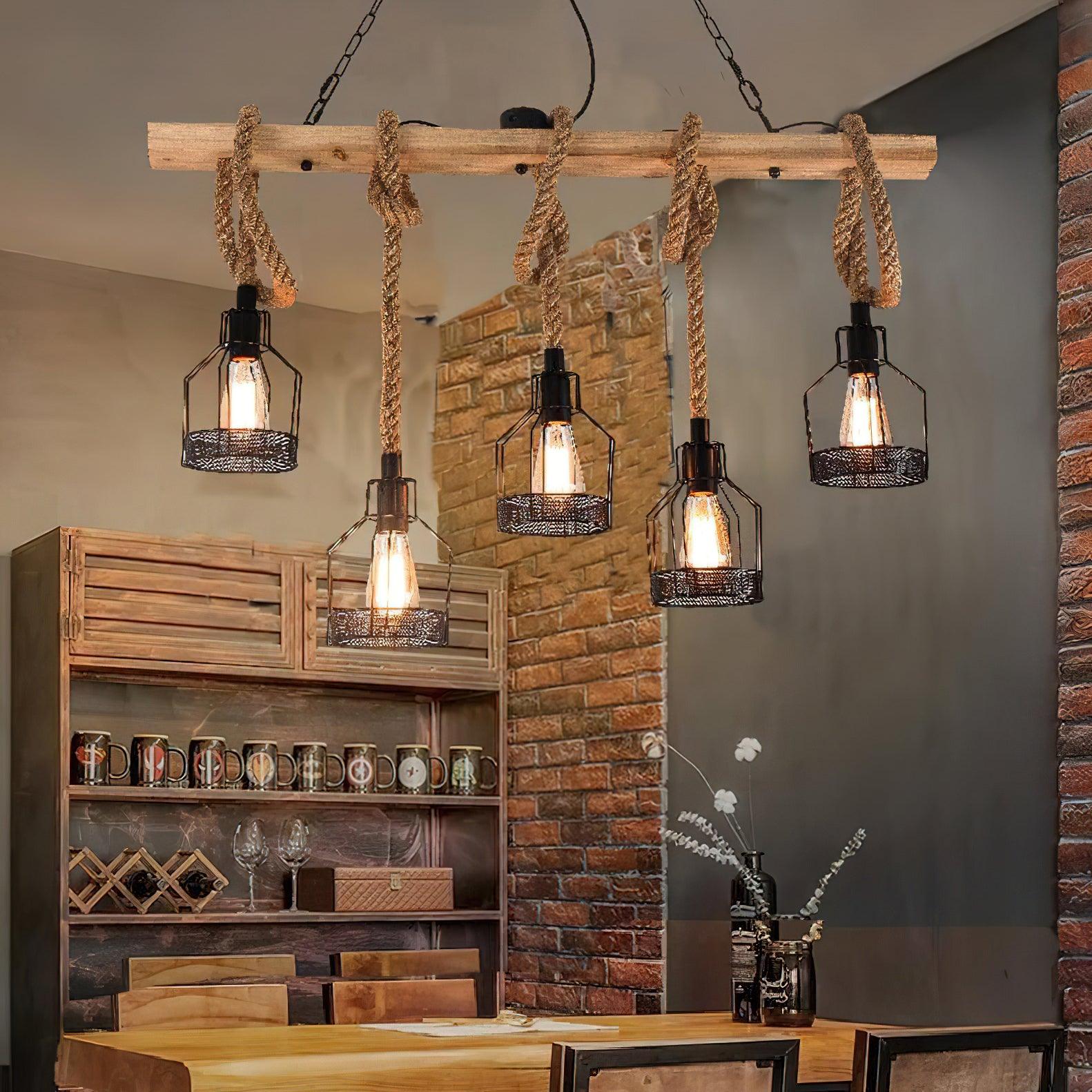 Lustra Suspension Lampe Corde de Chanvre Industriel - Neutralighting
