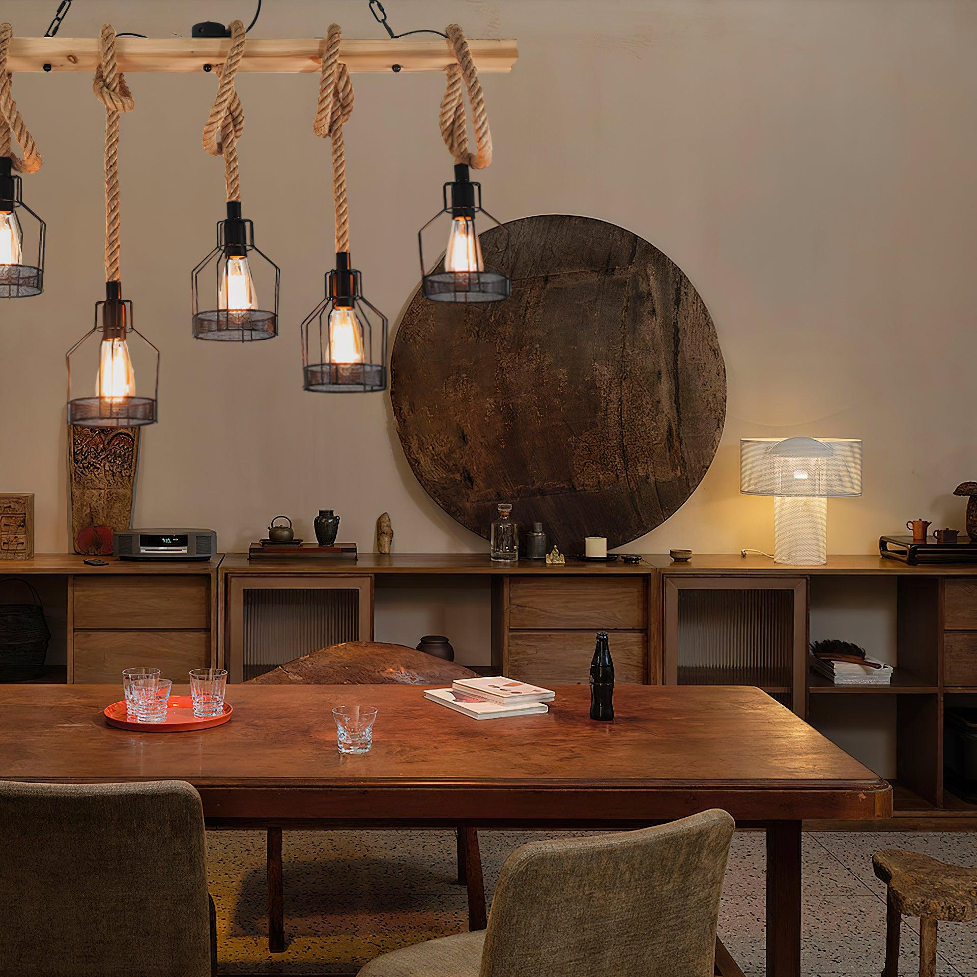 Quoro Lustre Industriel en Corde de Chanvre Style Grenade - Neutralighting
