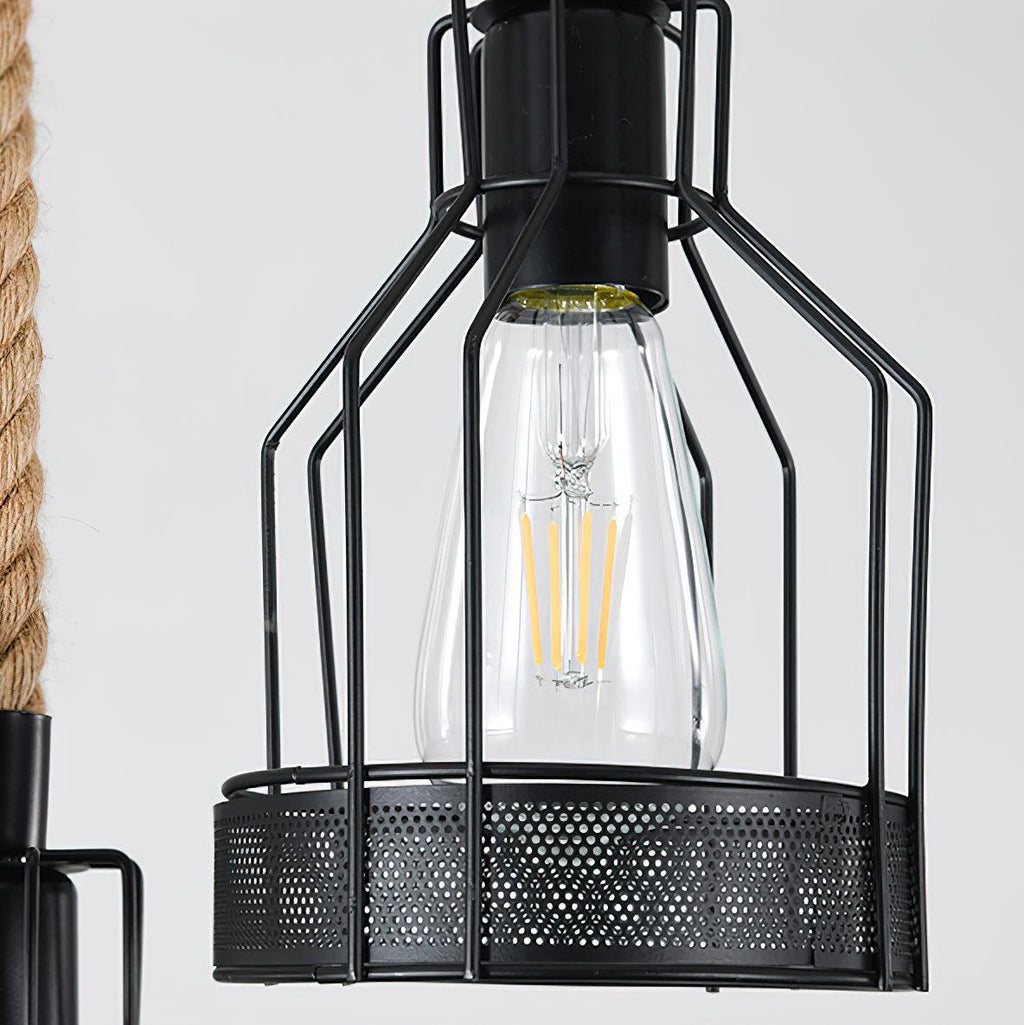Quoro Lustre Industriel en Corde de Chanvre Style Grenade - Neutralighting