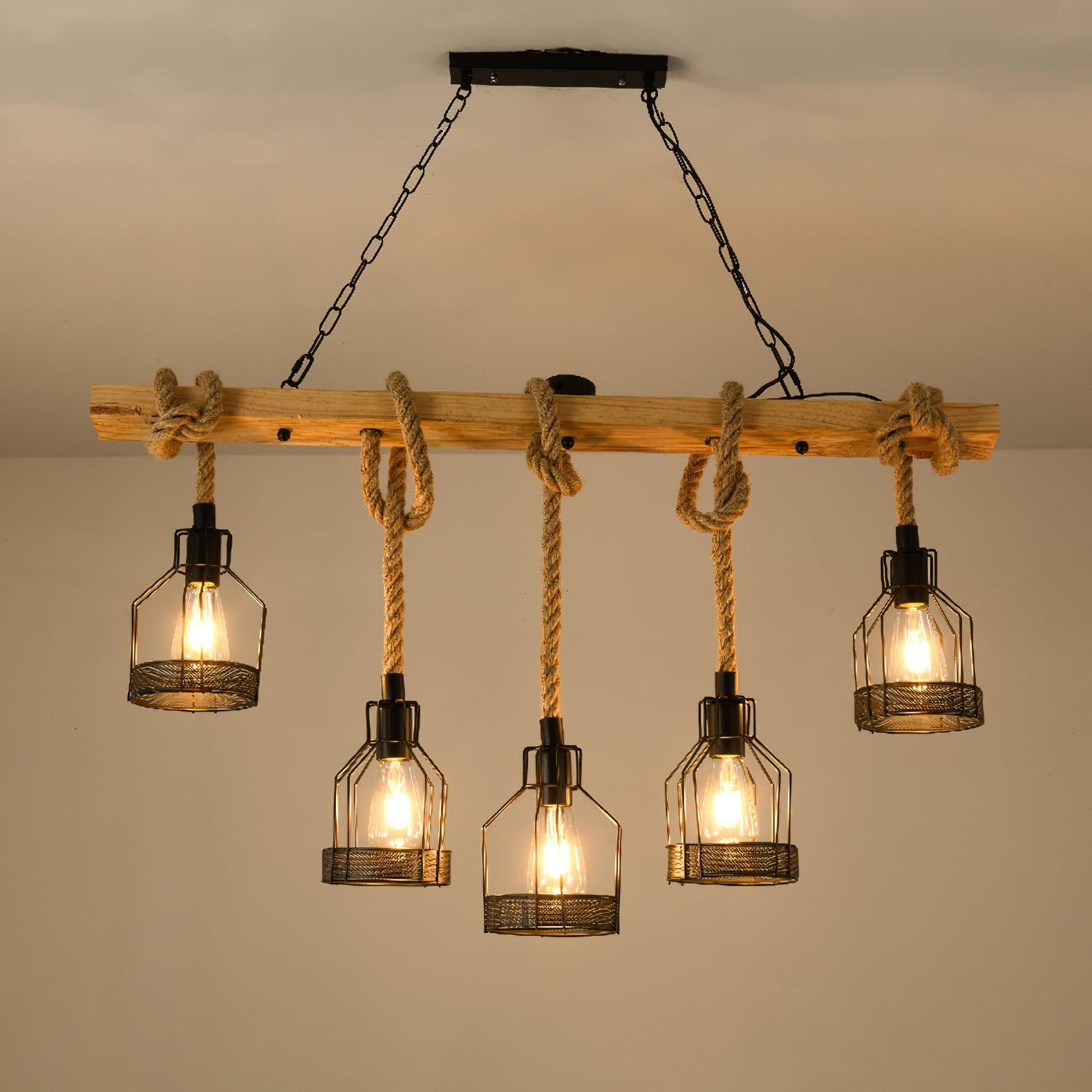 Quoro Lustre Industriel en Corde de Chanvre Style Grenade - Neutralighting