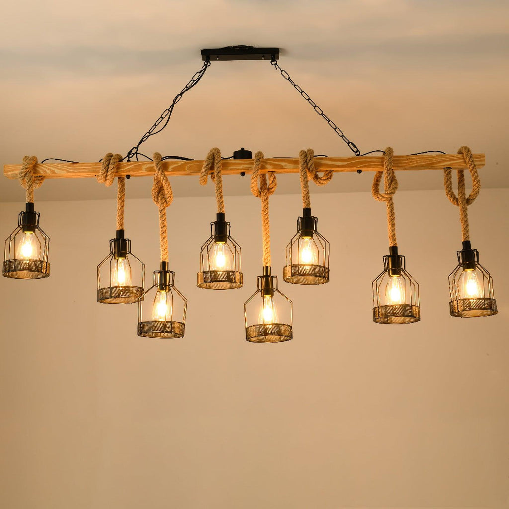 Quoro Lustre Industriel en Corde de Chanvre Style Grenade - Neutralighting