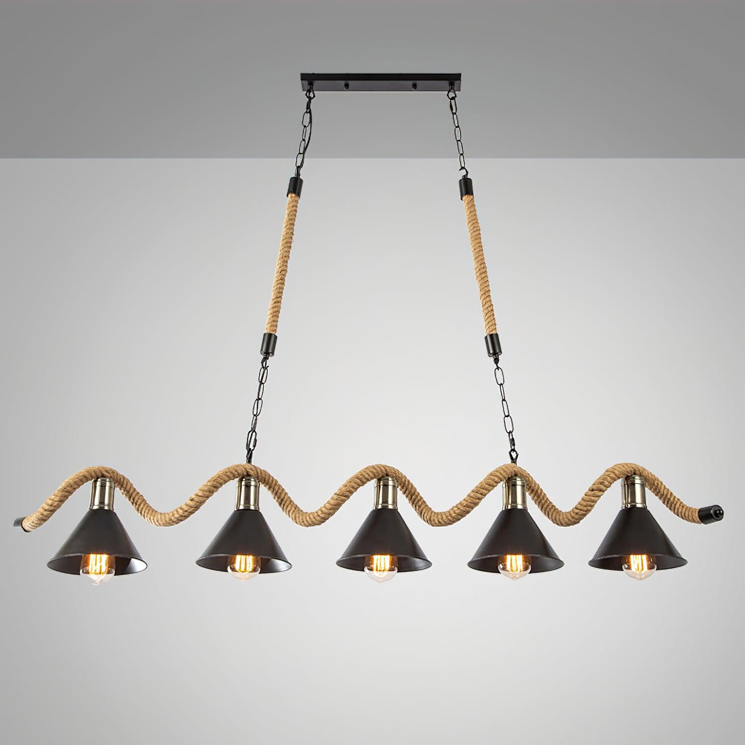 Lustra Suspension Industrielle Vague en Corde de Chanvre - Neutralighting
