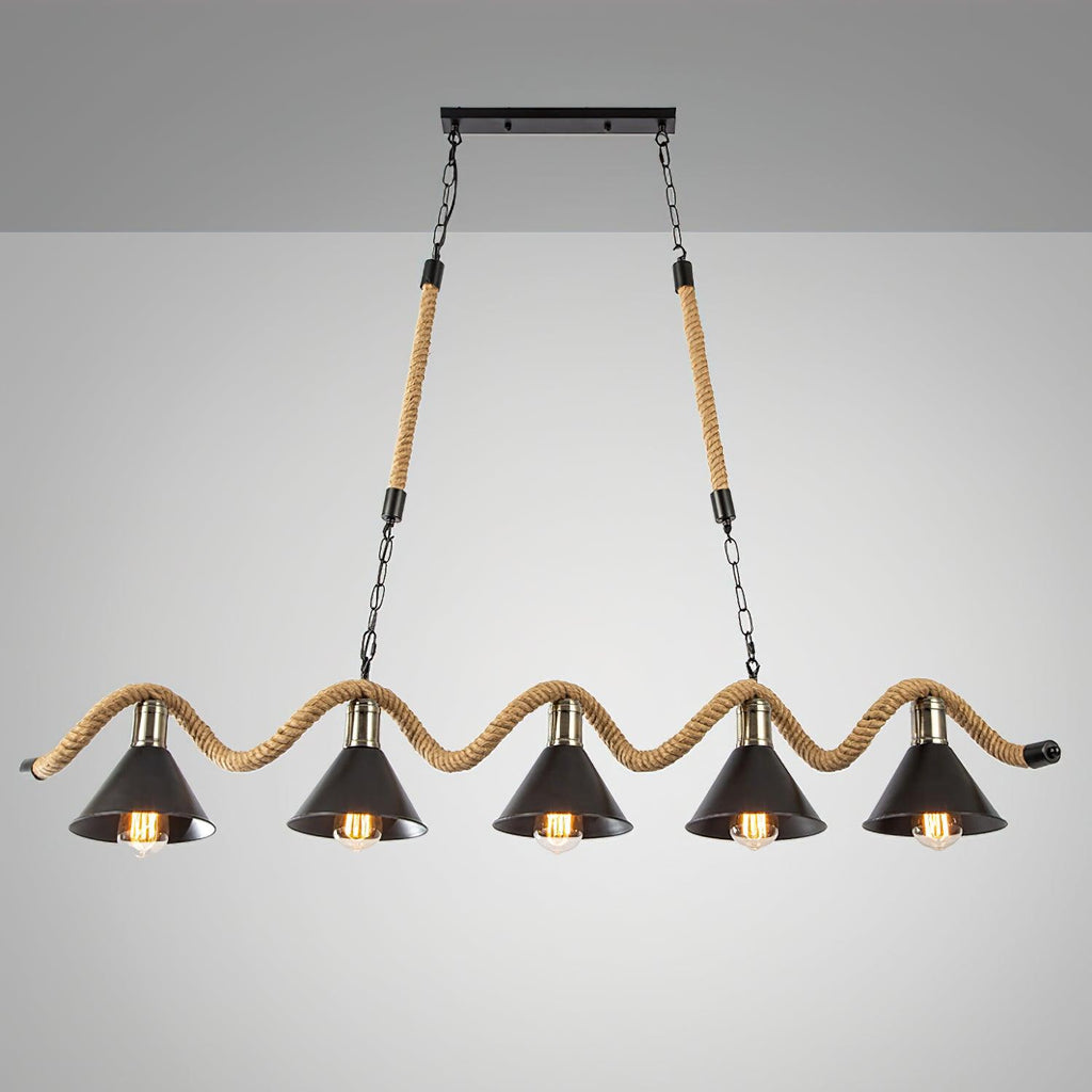 Lustra Suspension Industrielle Vague en Corde de Chanvre - Neutralighting