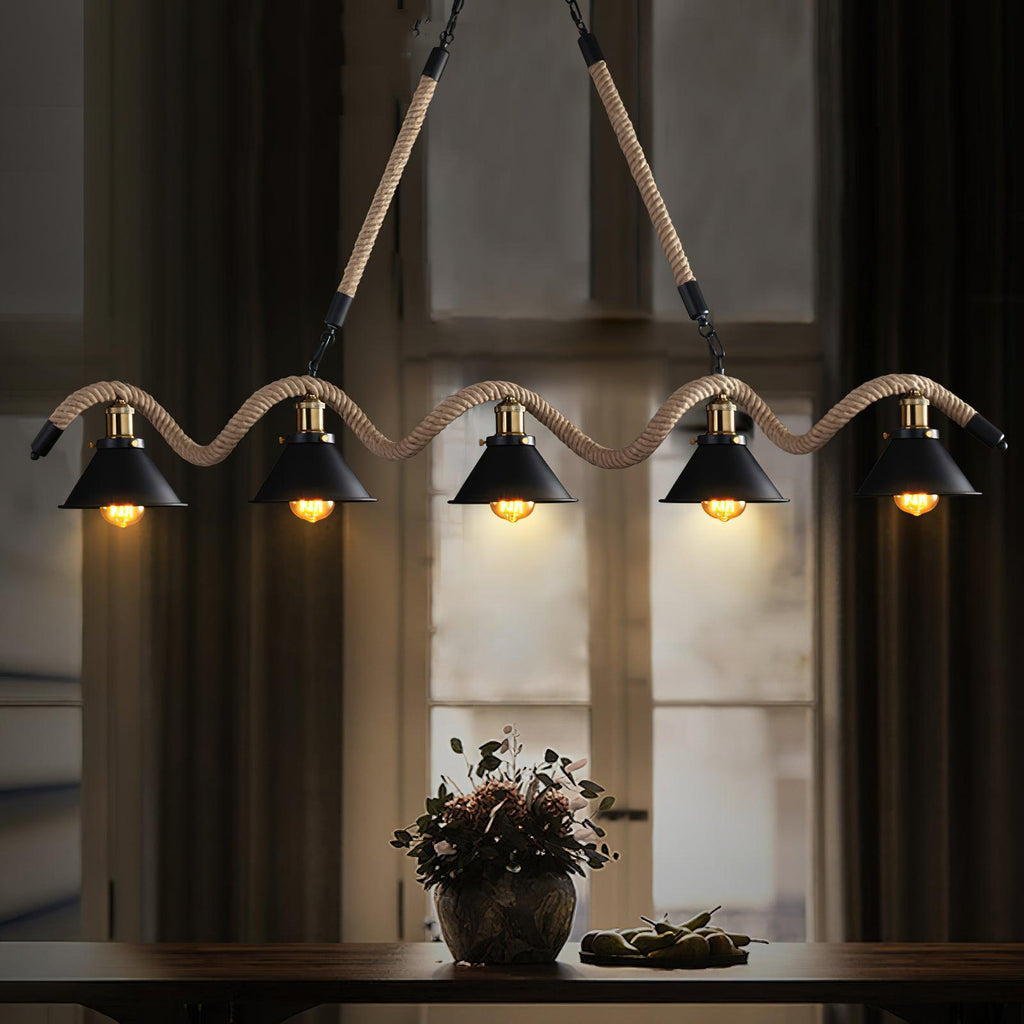 Lustra Suspension Industrielle Vague en Corde de Chanvre - Neutralighting