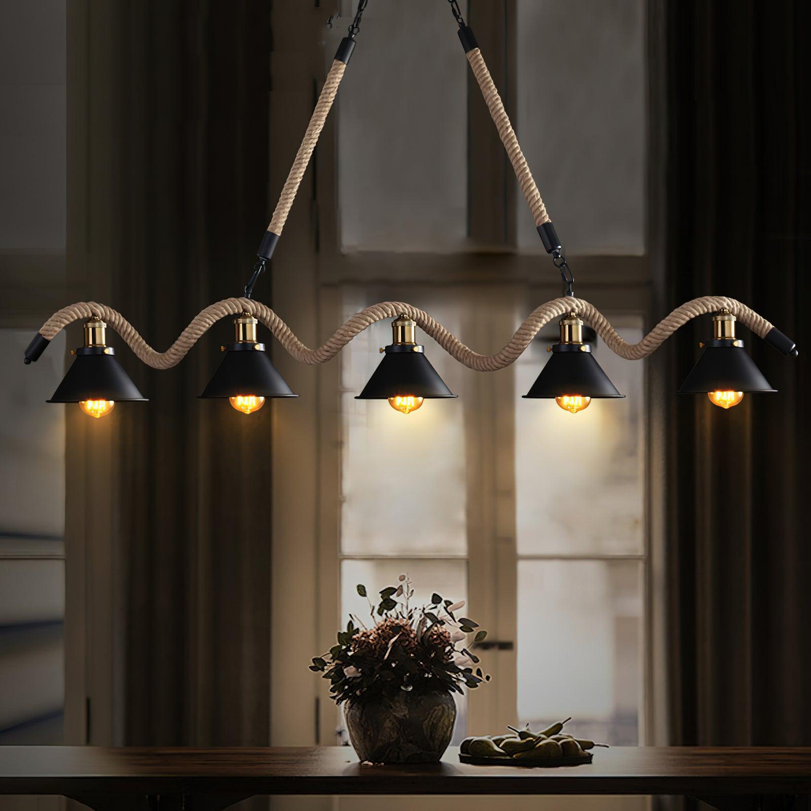 Lustra Suspension Industrielle Vague en Corde de Chanvre - Neutralighting