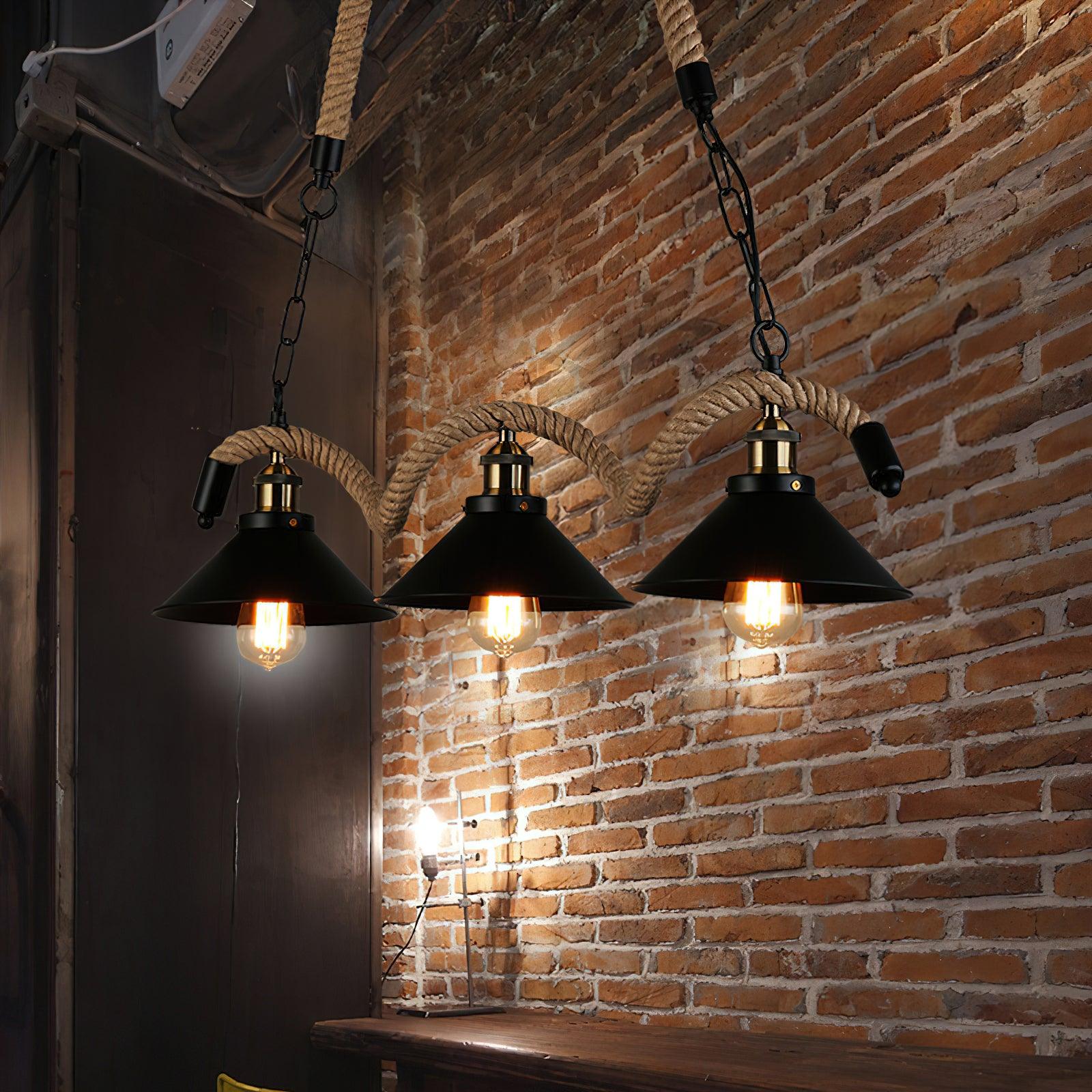 Lustra Suspension Industrielle Vague en Corde de Chanvre - Neutralighting