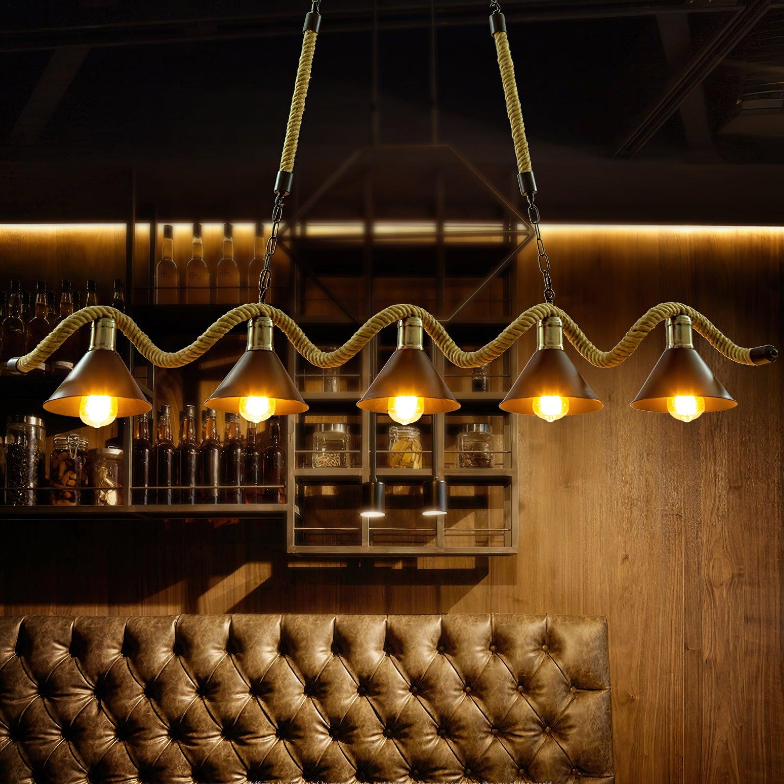 Lustra Suspension Industrielle Vague en Corde de Chanvre - Neutralighting