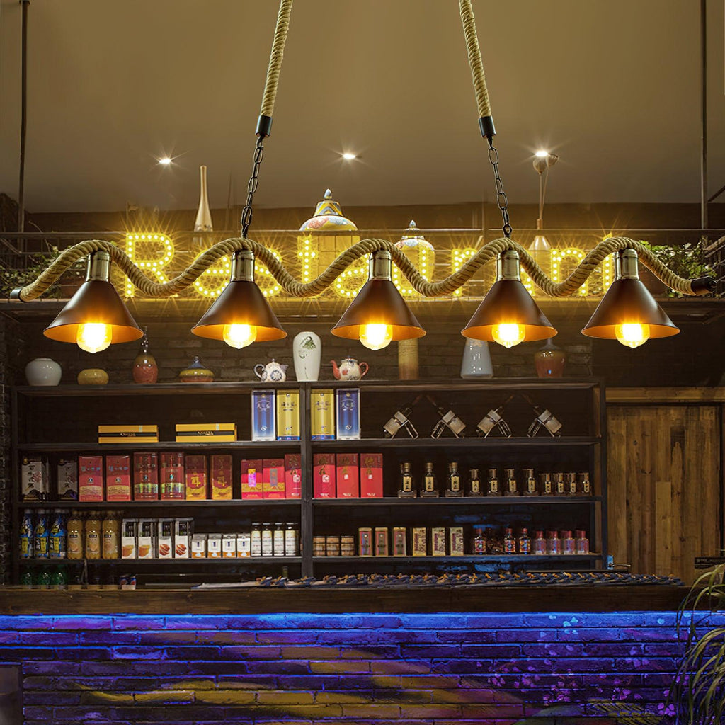 Lustra Suspension Industrielle Vague en Corde de Chanvre - Neutralighting