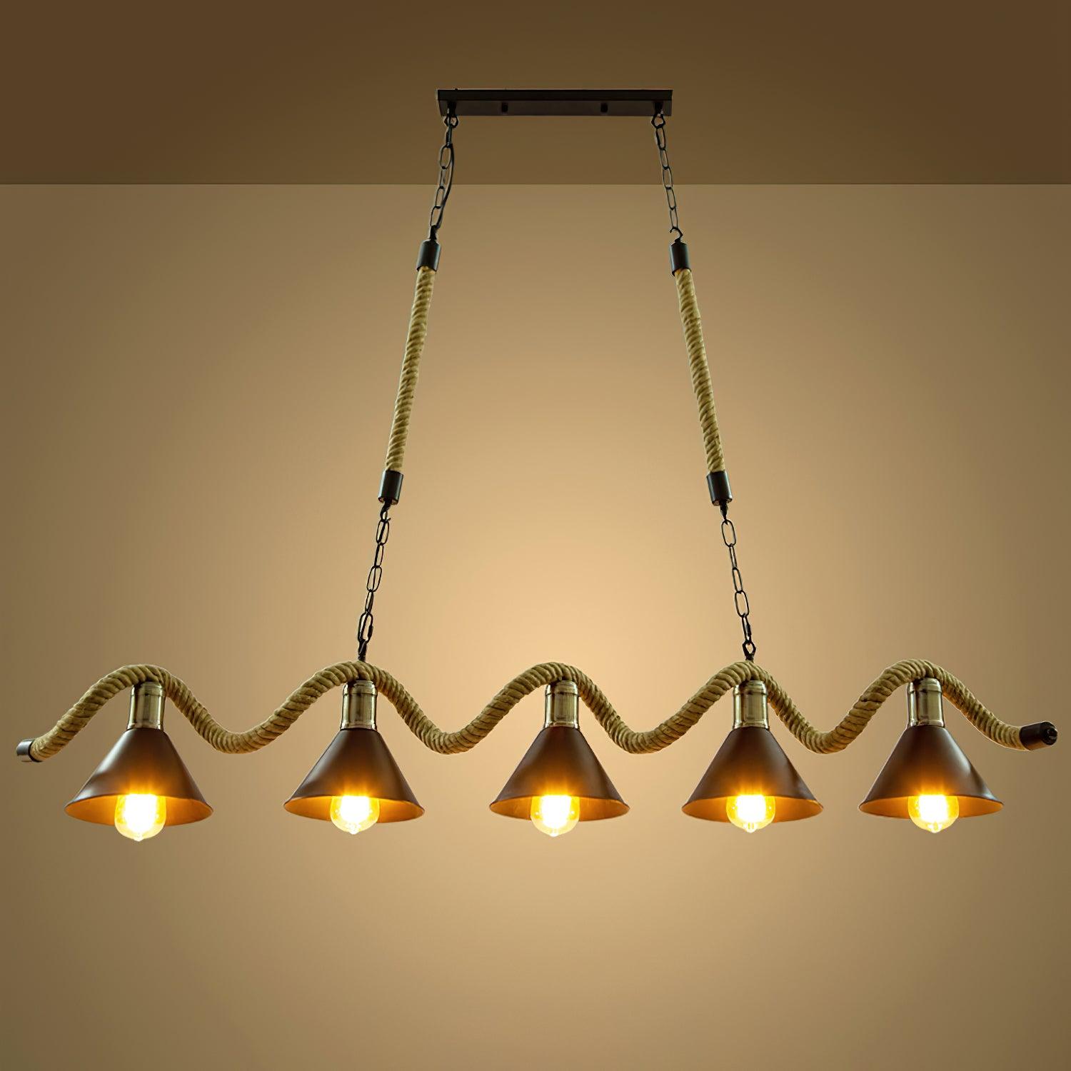 Lustra Suspension Industrielle Vague en Corde de Chanvre - Neutralighting