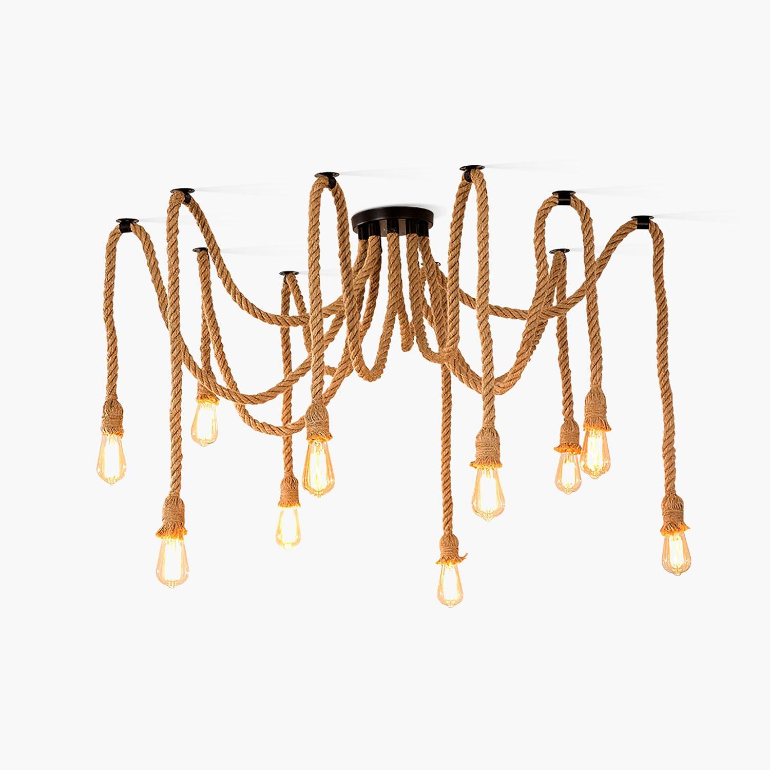 Lustra Chandelier Corde de Chanvre Industriel Rétro - Neutralighting