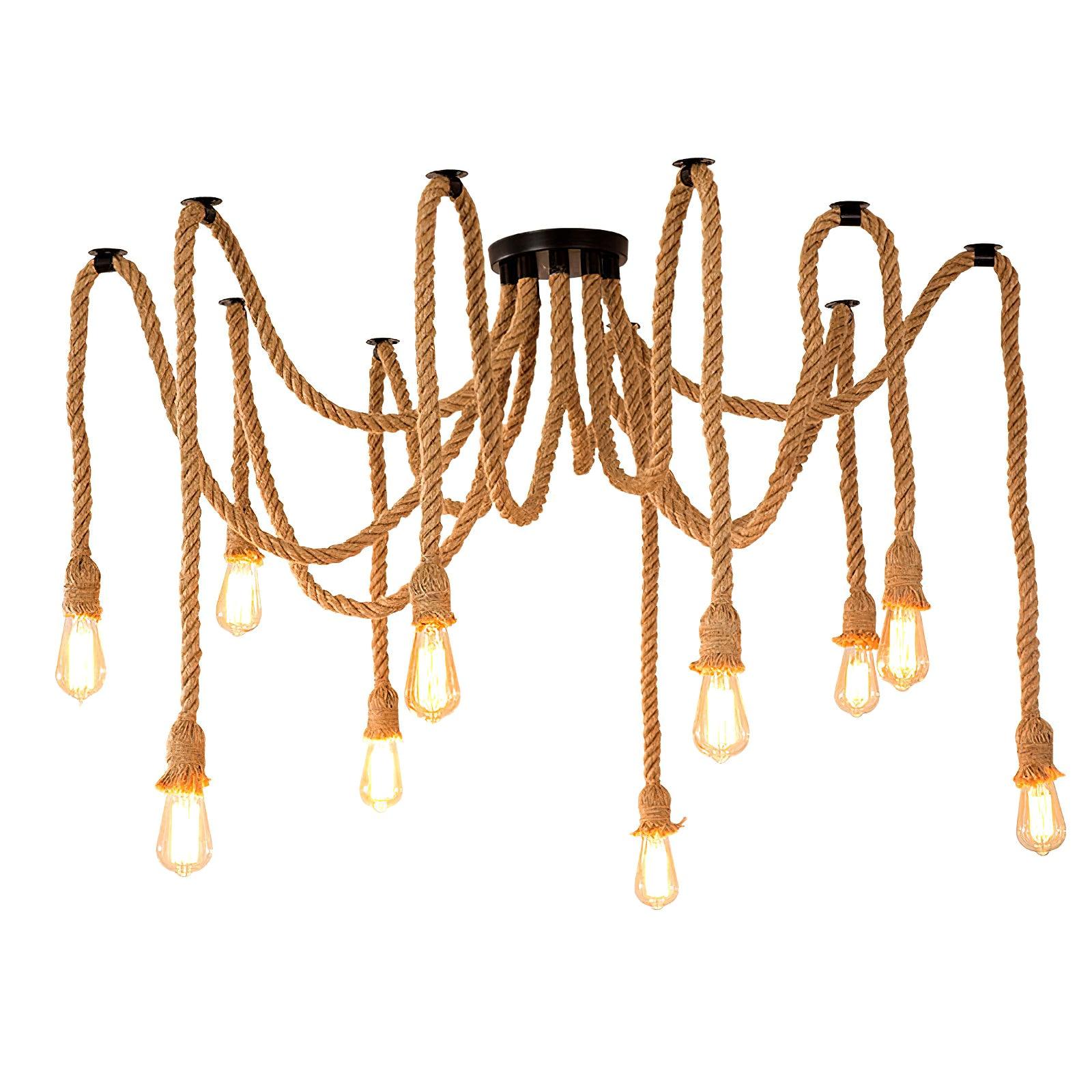 Lustra Chandelier Corde de Chanvre Industriel Rétro - Neutralighting