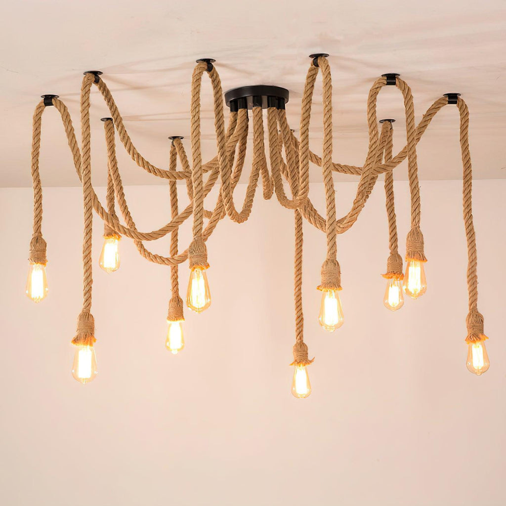 Lustra Chandelier Corde de Chanvre Industriel Rétro - Neutralighting