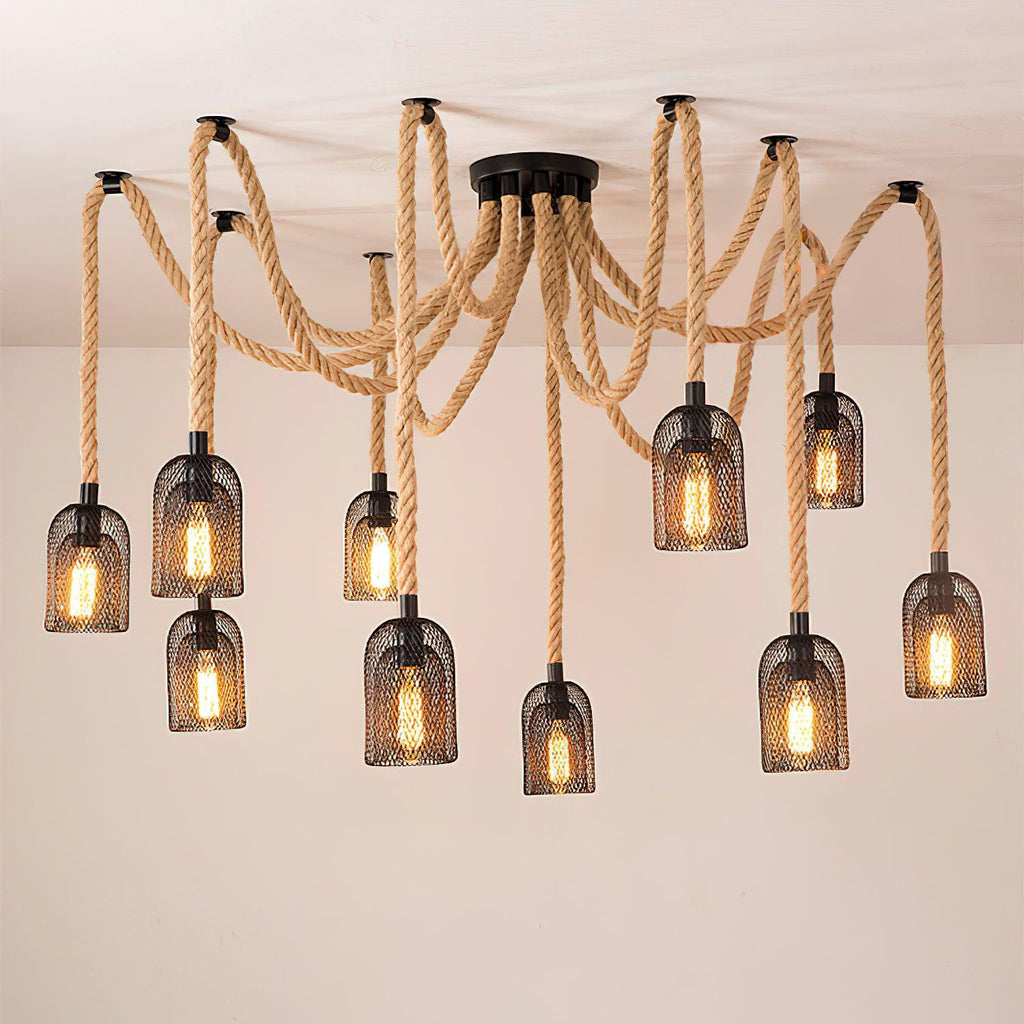 Lustra Chandelier Corde de Chanvre Industriel Rétro - Neutralighting