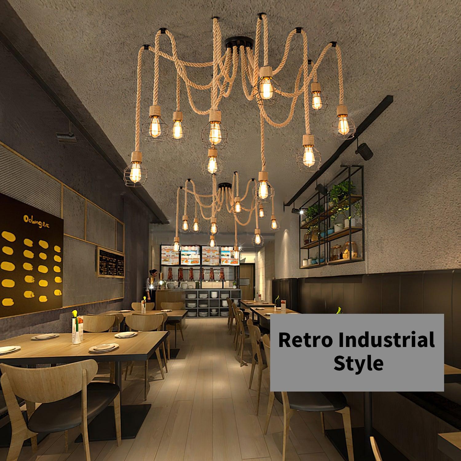 Lustra Chandelier Corde de Chanvre Industriel Rétro - Neutralighting
