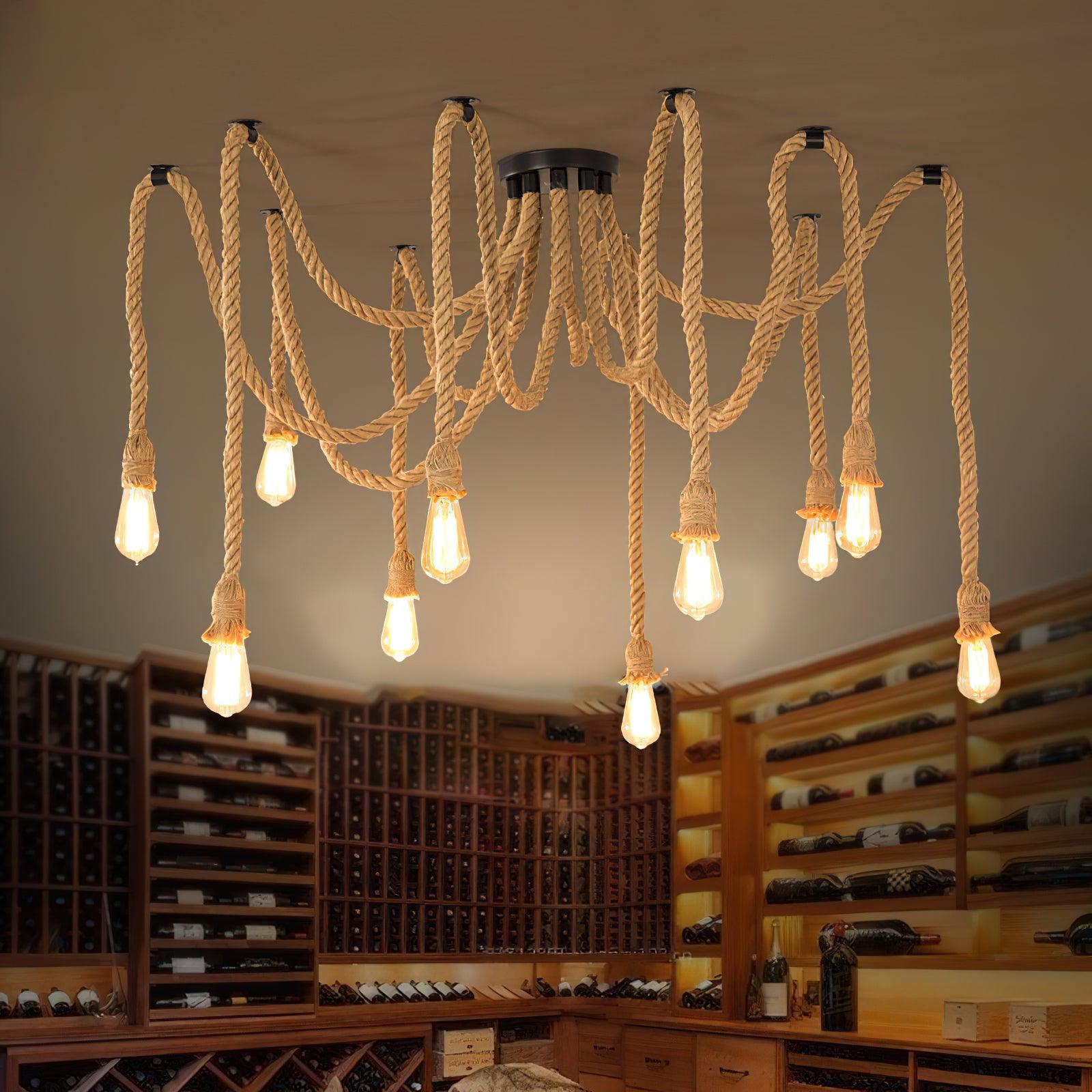 Lustra Chandelier Corde de Chanvre Industriel Rétro - Neutralighting