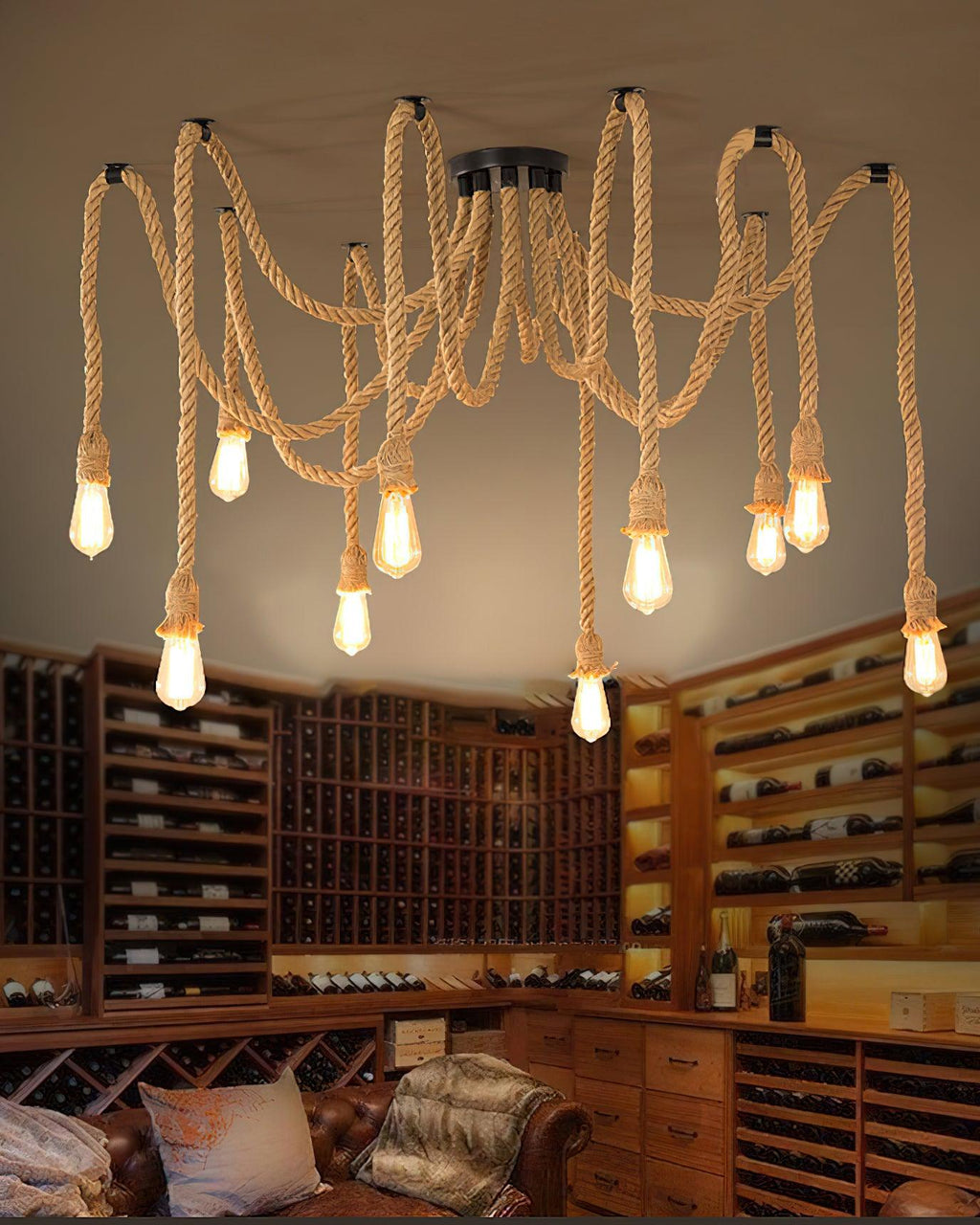 Lustra Chandelier Corde de Chanvre Industriel Rétro - Neutralighting