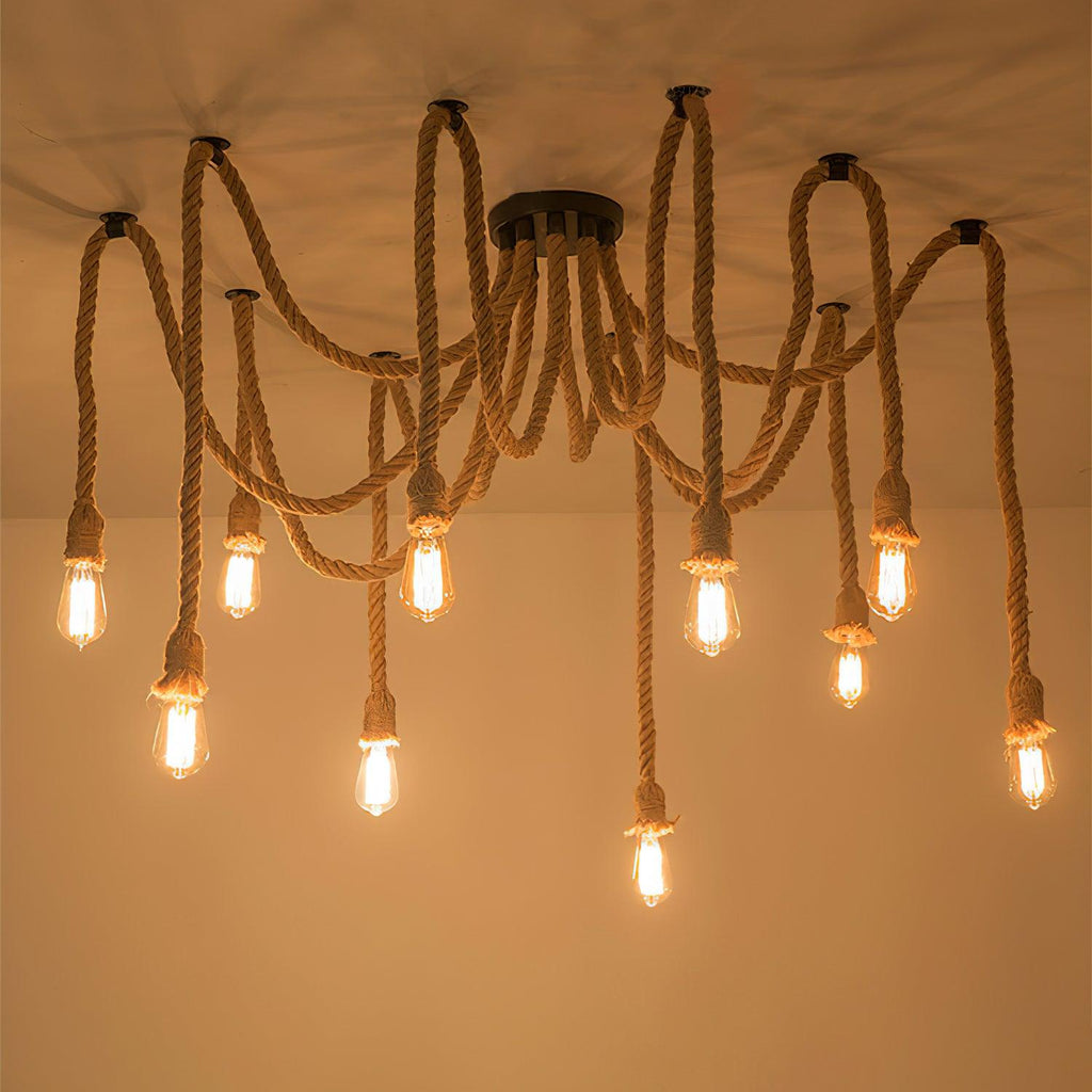 Lustra Chandelier Corde de Chanvre Industriel Rétro - Neutralighting