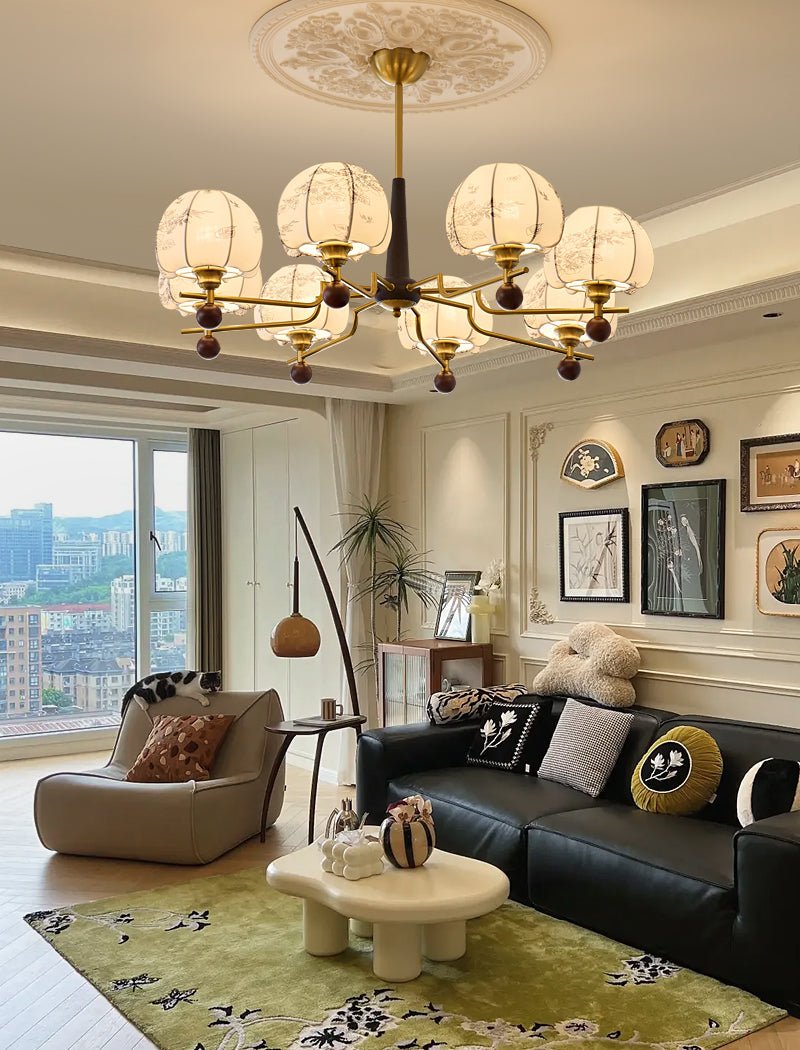Acarira Chandelier Bois Tissu Art Nordique Premium Bloom - Neutralighting