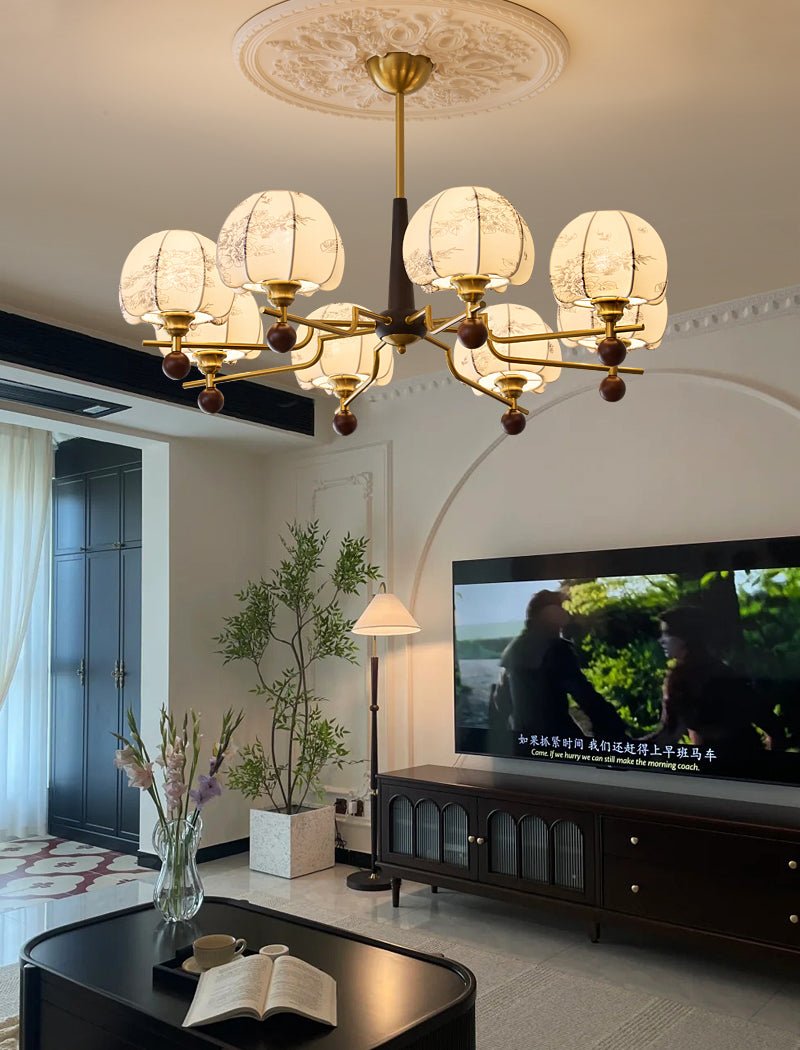 Acarira Chandelier Bois Tissu Art Nordique Premium Bloom - Neutralighting