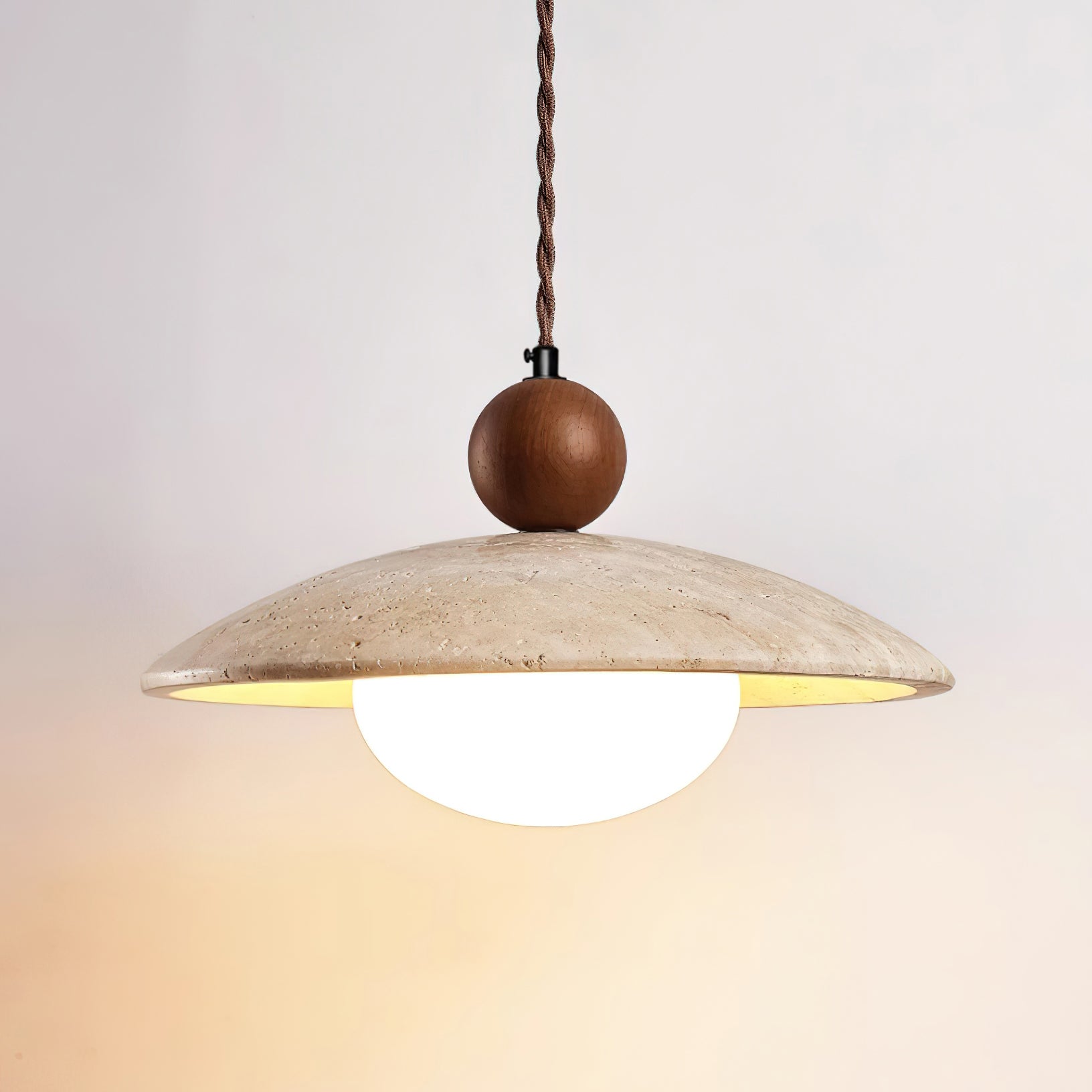 Travaro Lampe Pendante Travertin Accents Bois - Neutralighting