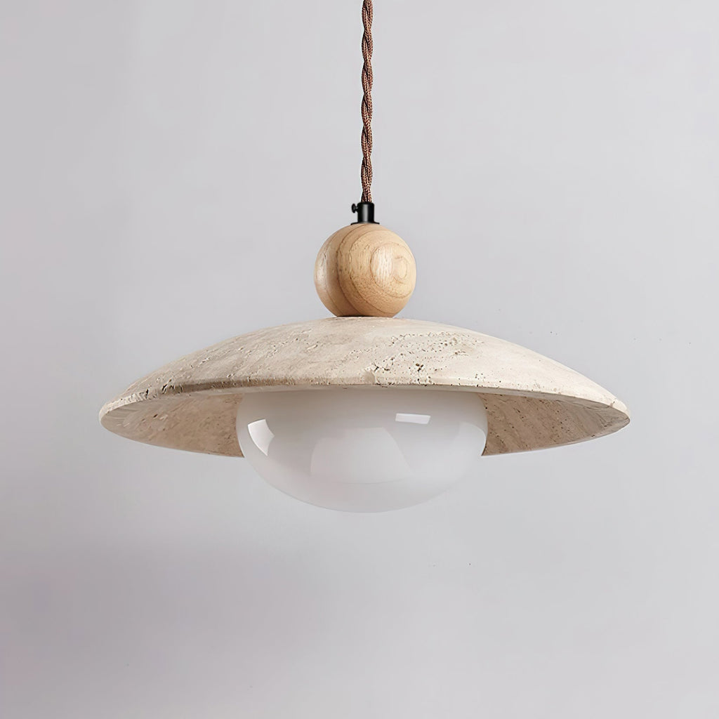 Travaro Lampe Pendante Travertin Accents Bois - Neutralighting