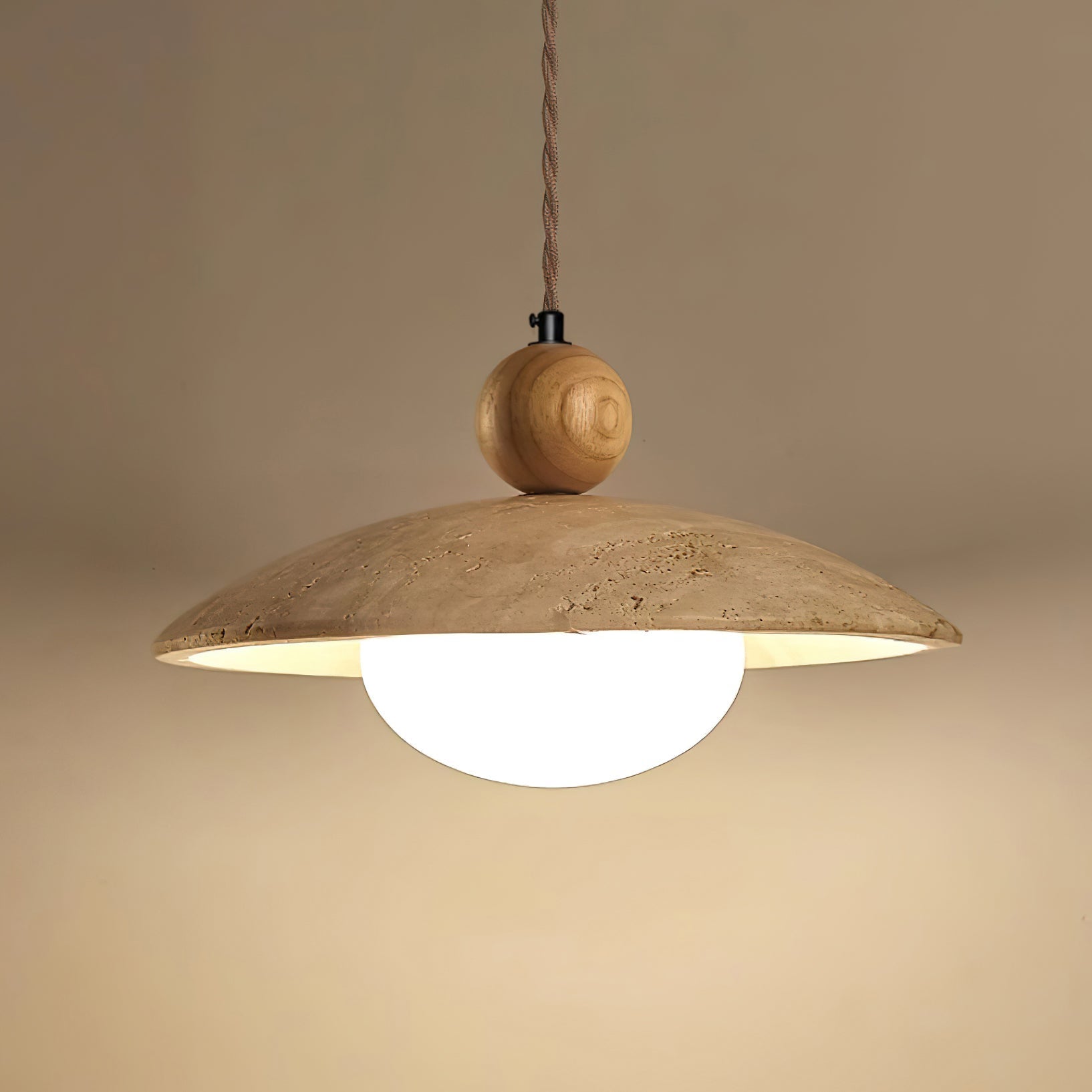 Travaro Lampe Pendante Travertin Accents Bois - Neutralighting