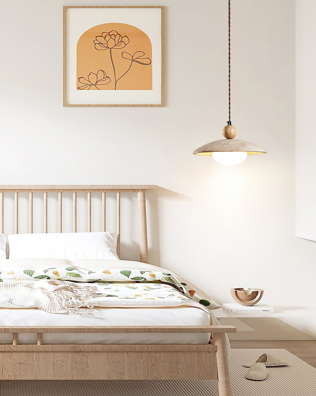 Travaro Lampe Pendante Travertin Accents Bois - Neutralighting