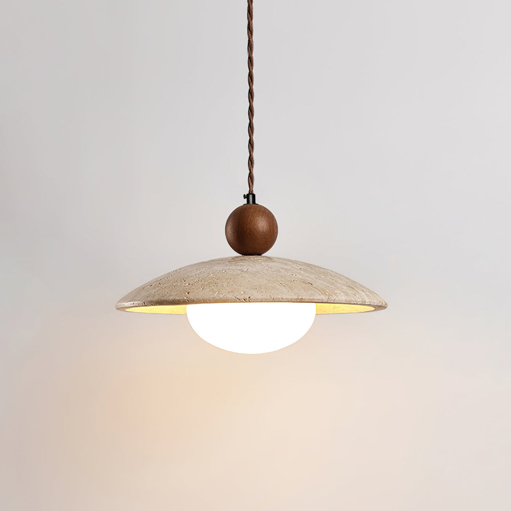 Travaro Lampe Pendante Travertin Accents Bois - Neutralighting