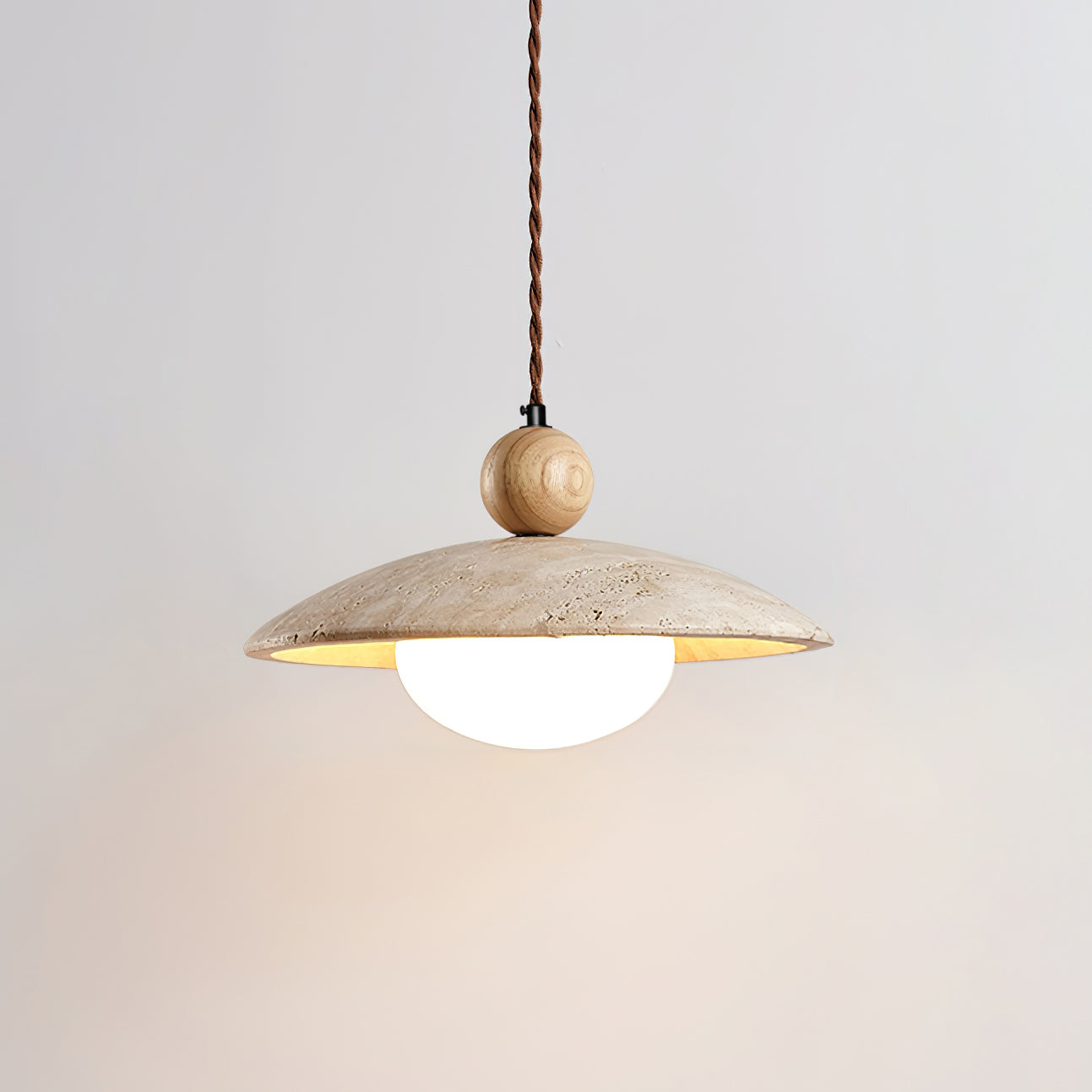 Travaro Lampe Pendante Travertin Accents Bois - Neutralighting
