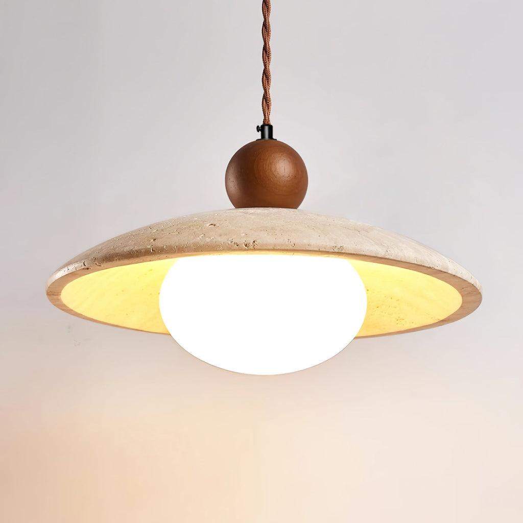 Travaro Lampe Pendante Travertin Accents Bois - Neutralighting