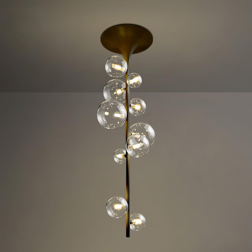 Lustra Suspension Laiton Verre Cascade pour Hallway - Neutralighting