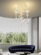 Lustra Suspension Laiton Verre Cascade pour Hallway - Neutralighting