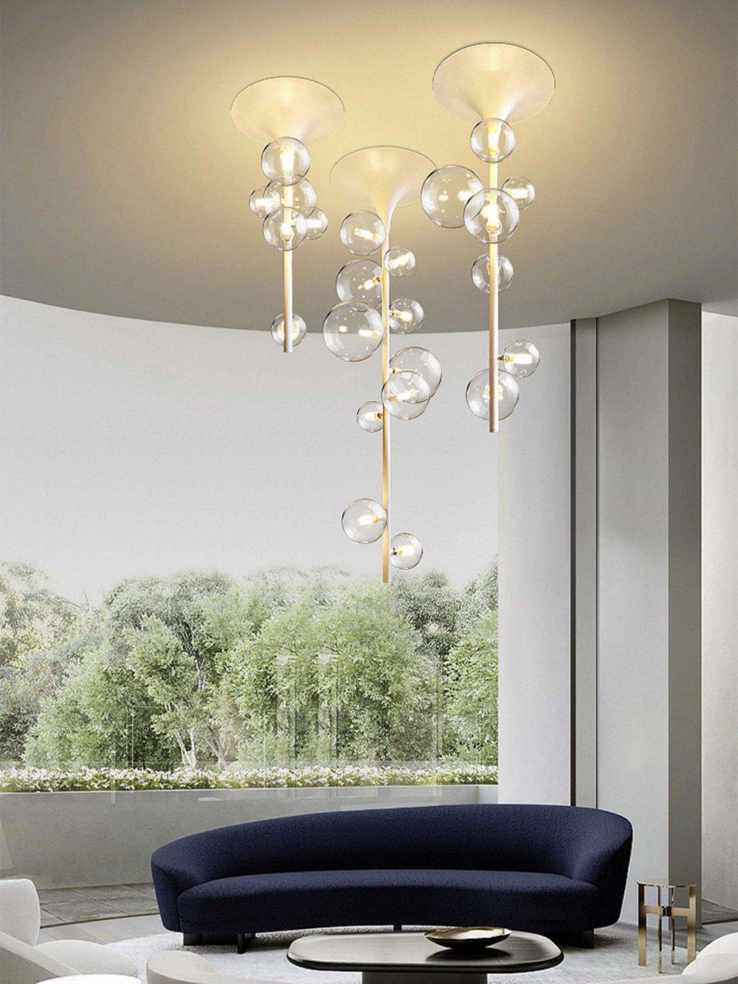 Lustra Suspension Laiton Verre Cascade pour Hallway - Neutralighting