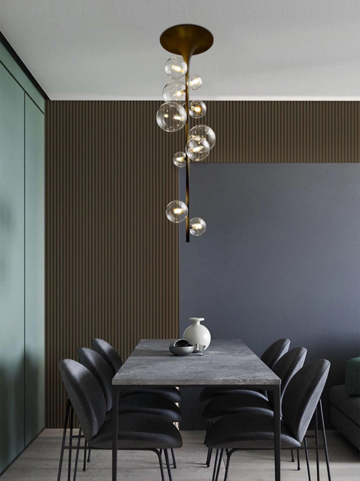 Lustra Suspension Laiton Verre Cascade pour Hallway - Neutralighting