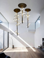 Lustra Suspension Laiton Verre Cascade pour Hallway - Neutralighting