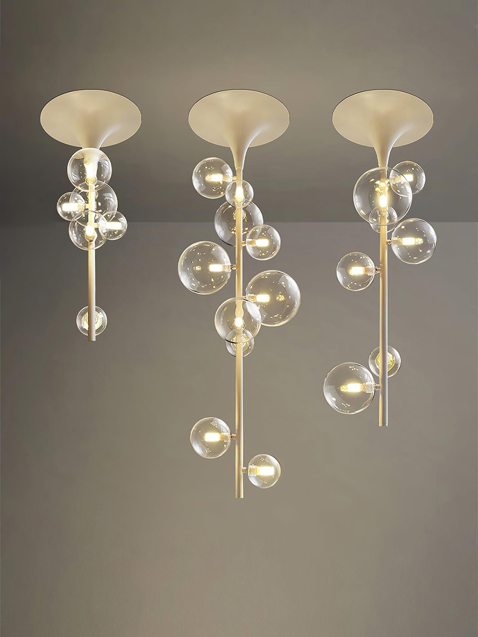 Lustra Suspension Laiton Verre Cascade pour Hallway - Neutralighting