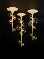 Lustra Suspension Laiton Verre Cascade pour Hallway - Neutralighting