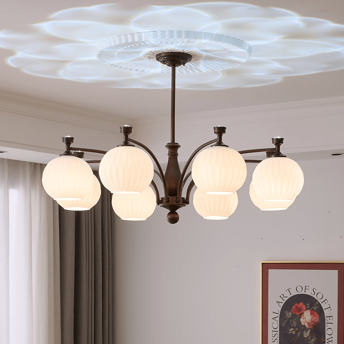 Aurora Chandelier Vintage à Orbe Givré - Neutralighting