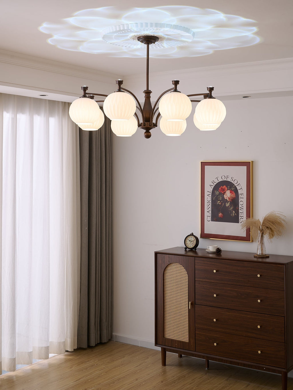 Aurora Chandelier Vintage à Orbe Givré - Neutralighting